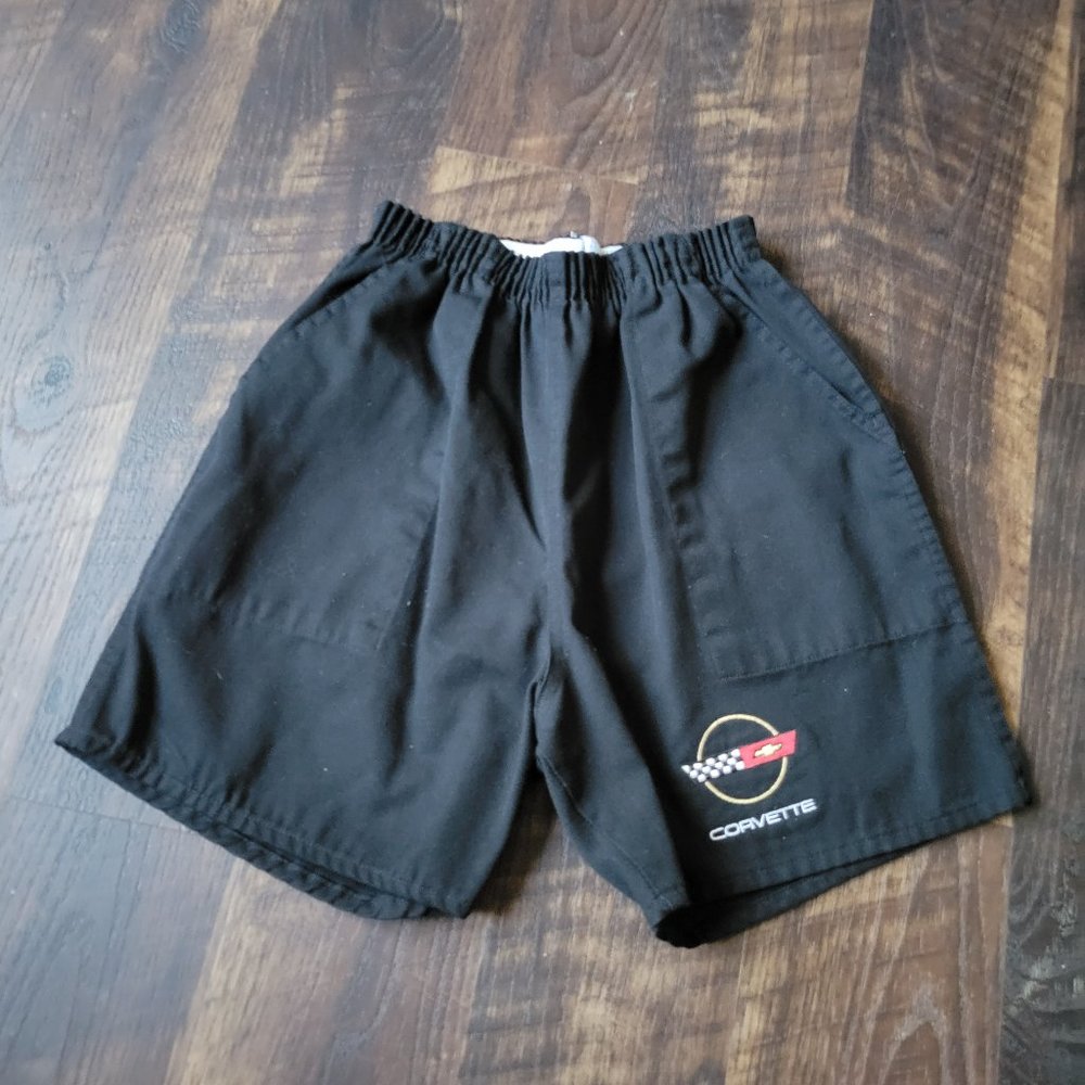 Sporty Black Vintage Corvette Basketball Shorts Size Medium